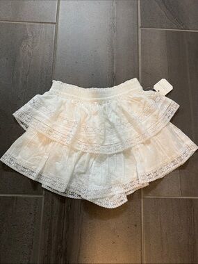 White Tiered Lace Mini Skirt